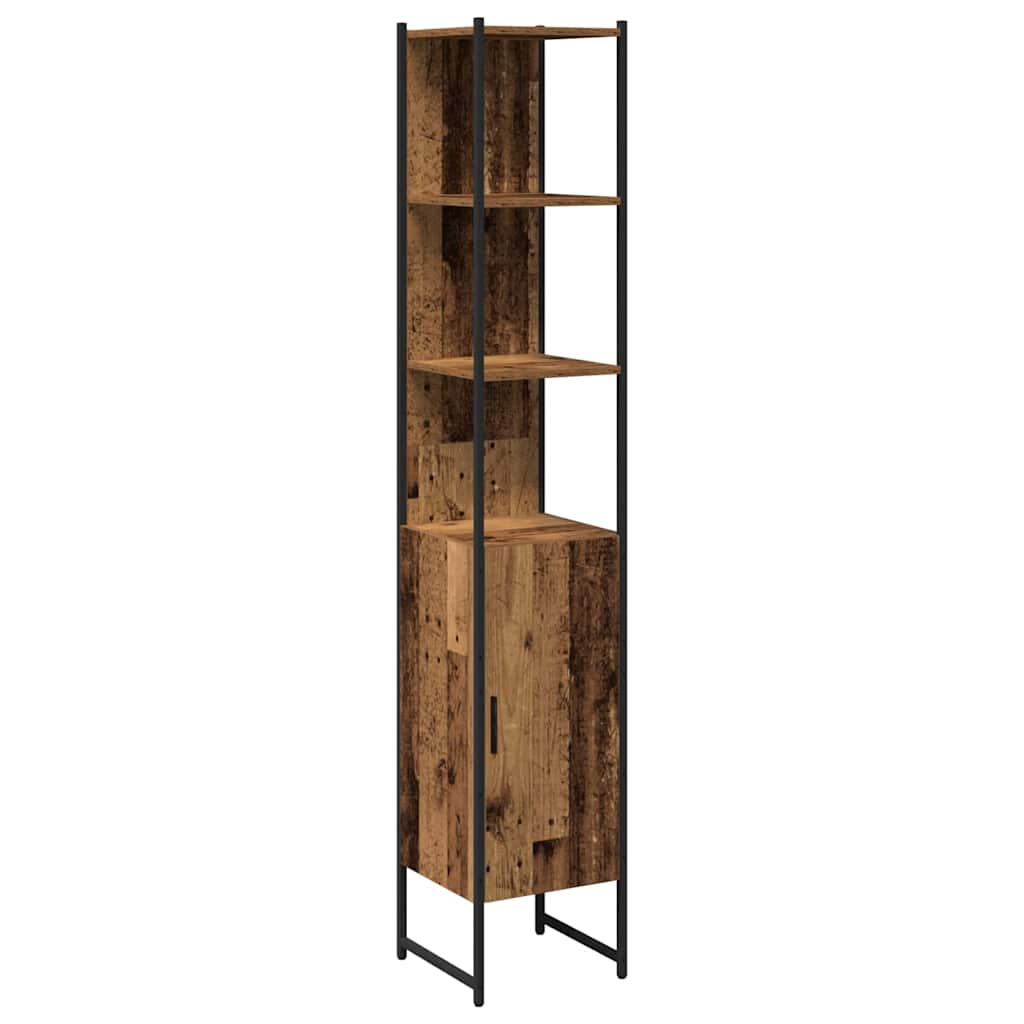 Bathroom Furniture Set with Door 3 pcs Old Wood Engineered Wood