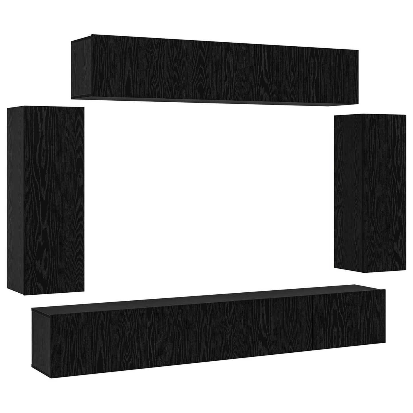 TV Cabinet Set 6 pcs Black Oak 100 x 30 x 30 cm Engineered Wood