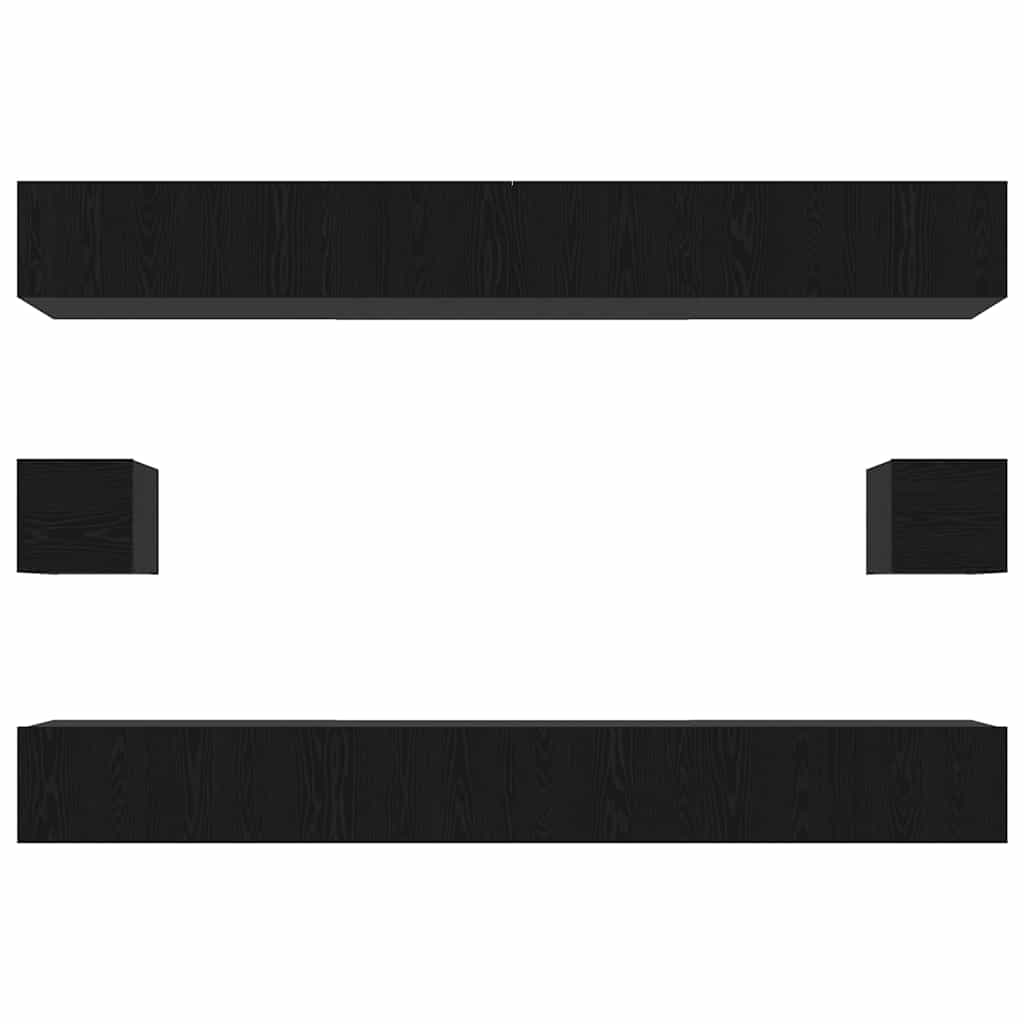 TV Cabinet Set Wall-mounted 8 pcs Black Oak Engineered Wood