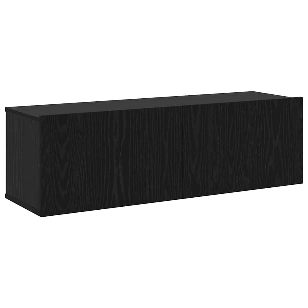 TV Cabinet Set Wall-mounted 7 pcs Black Oak Engineered Wood