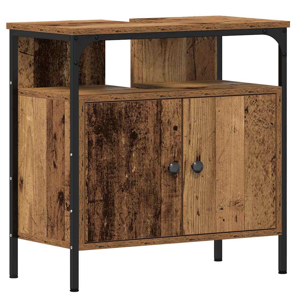 Bathroom Furniture Set with Door 4 pcs Old Wood Engineered Wood