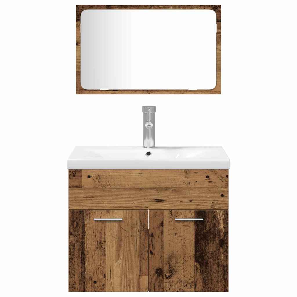 Bathroom Furniture Set 4 pcs Old Wood Engineered Wood