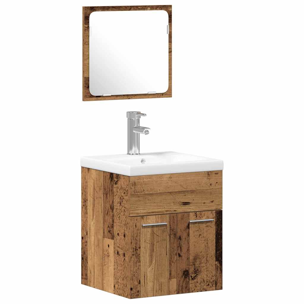 Bathroom Furniture Set 4 pcs Old Wood Engineered Wood
