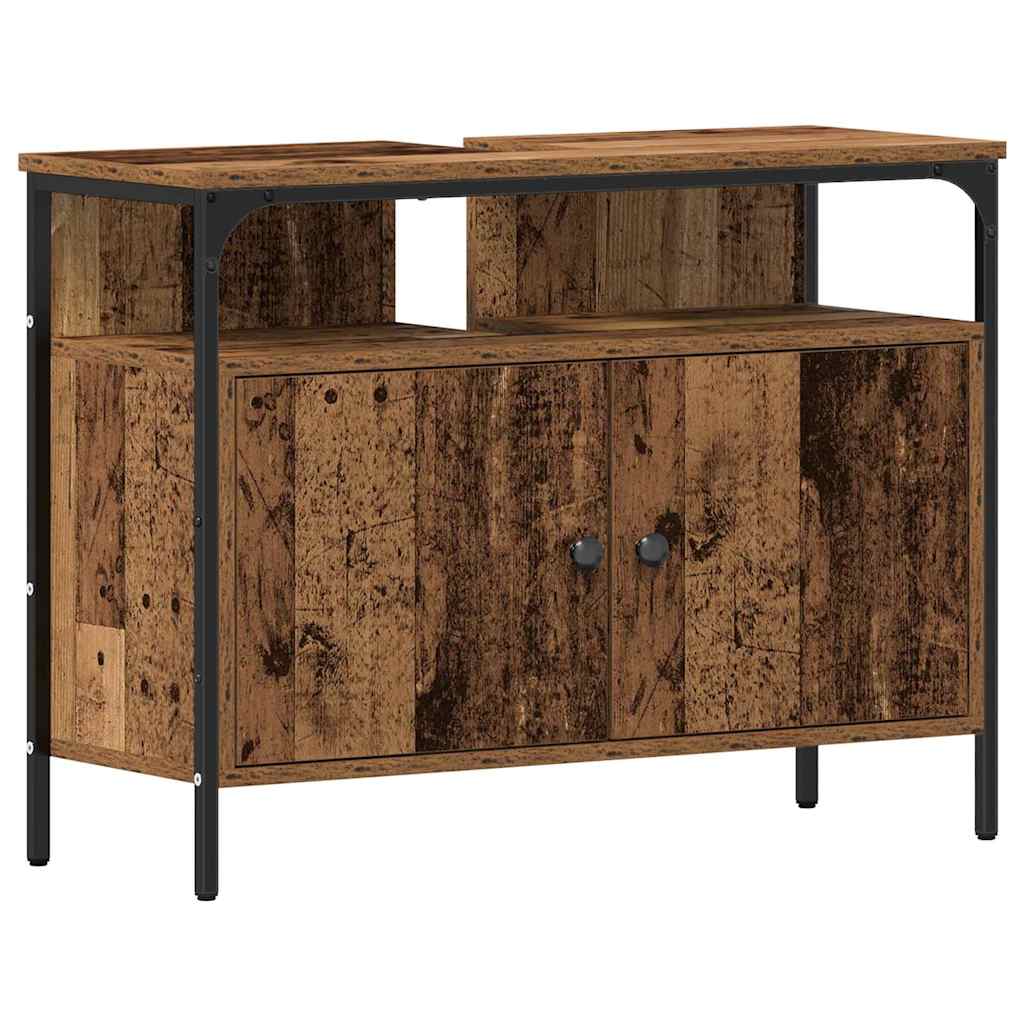 Bathroom Furniture Set with Door 4 pcs Old Wood Engineered Wood
