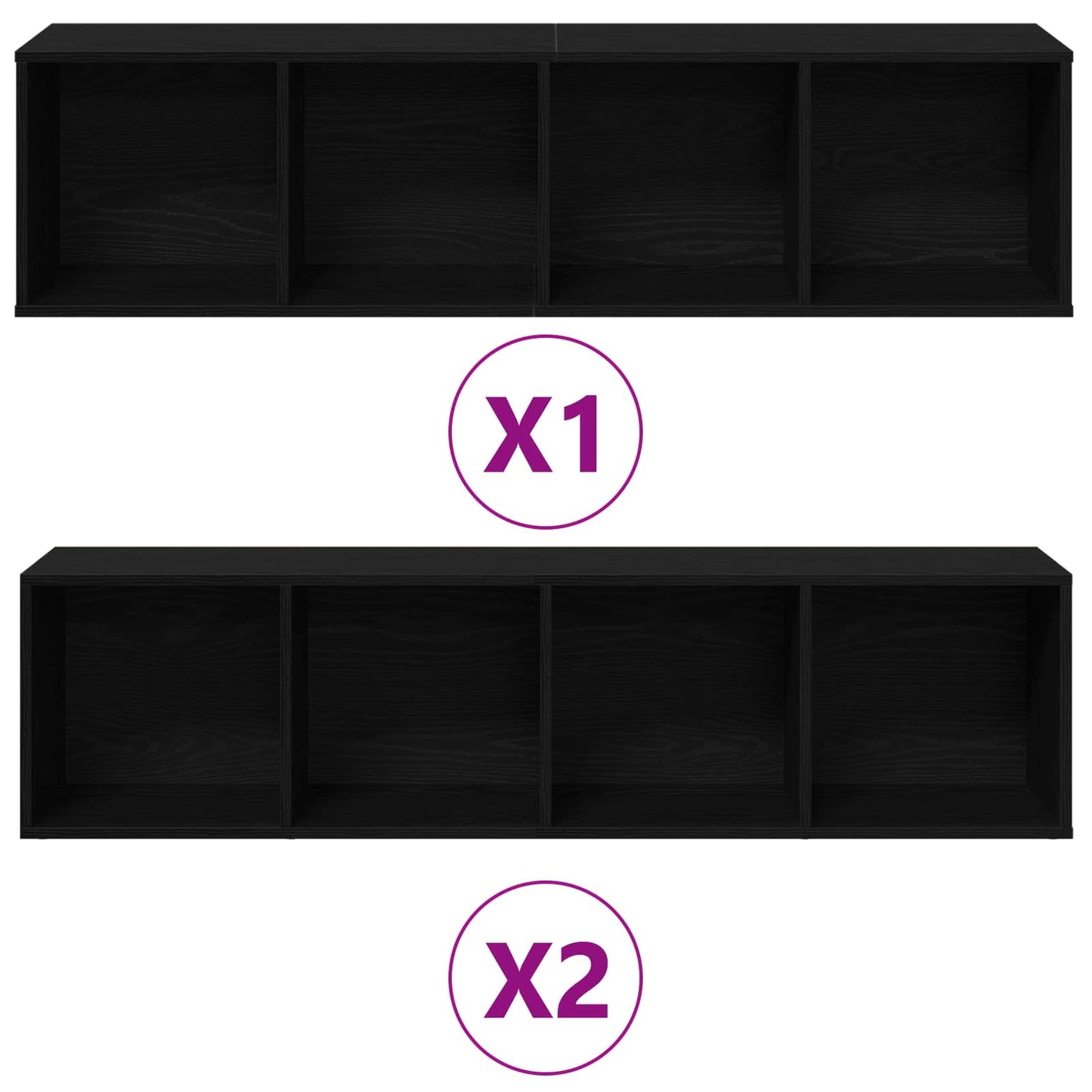 Bookshelf 3 pcs Black Oak 36 x 30 x 143 cm Engineered Wood
