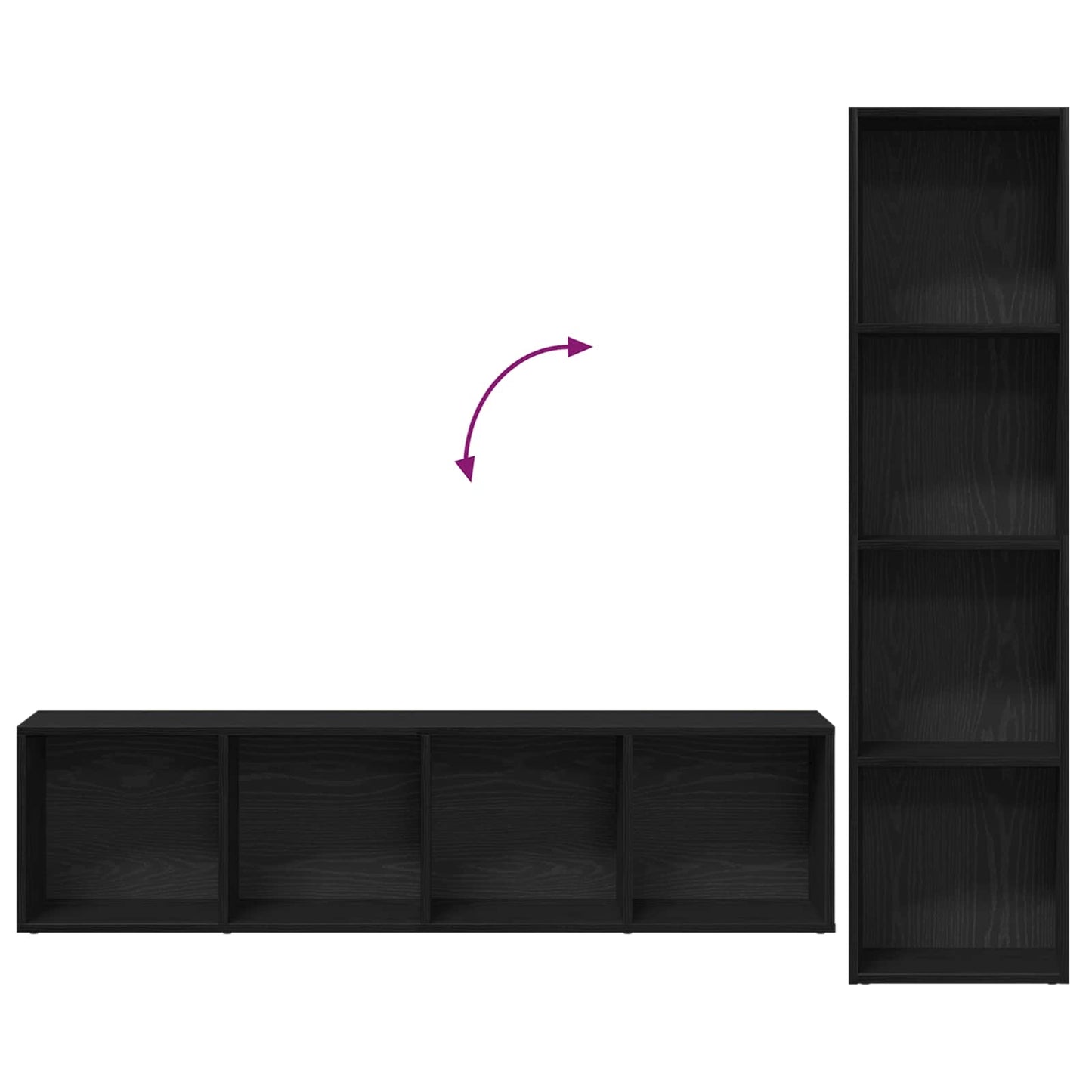Bookshelf 3 pcs Black Oak 36 x 30 x 143 cm Engineered Wood