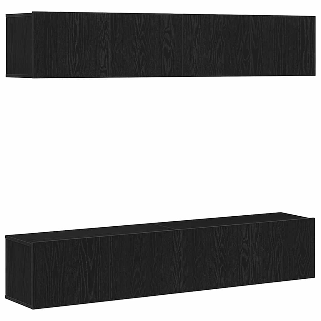TV Cabinet Set 4 pcs Black Oak 80 x 30 x 30 cm Engineered Wood