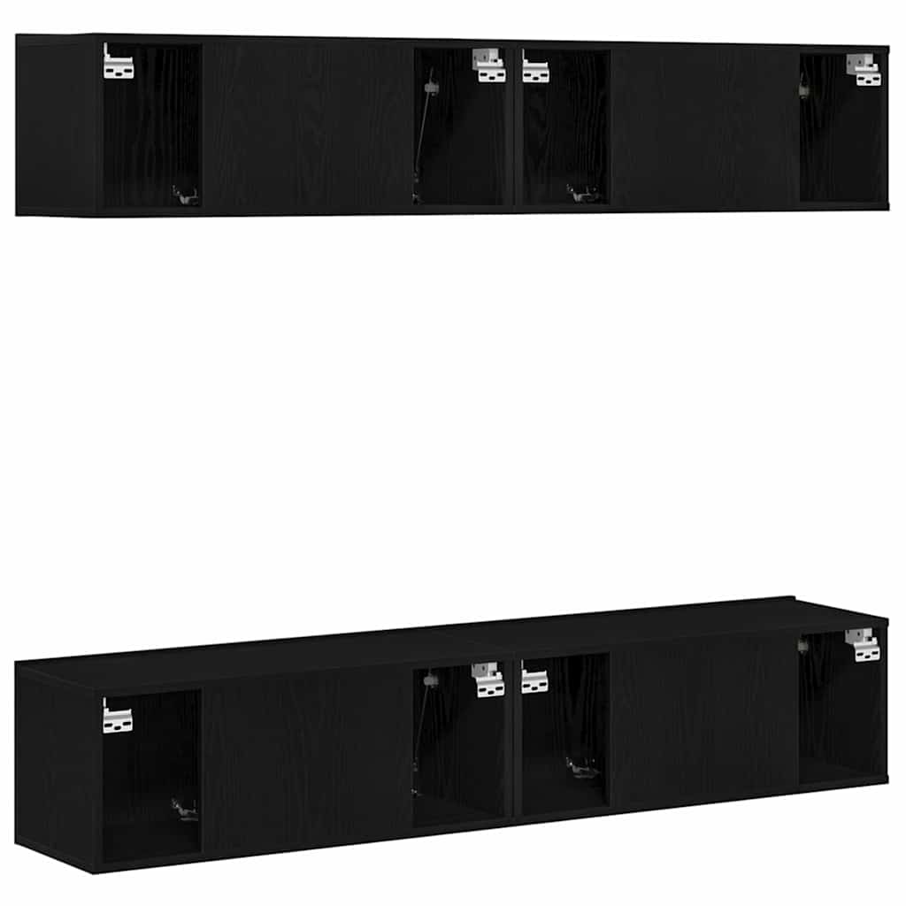TV Cabinet Set 4 pcs Black Oak 80 x 30 x 30 cm Engineered Wood