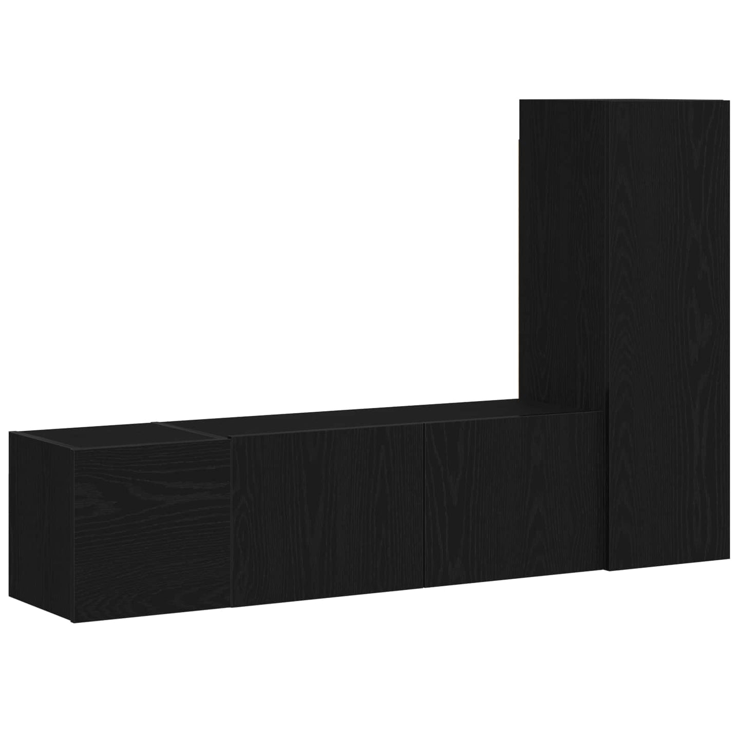 TV Cabinet Set Wall-mounted 3 pcs Black Oak 130.5 x 30 x 140 cm