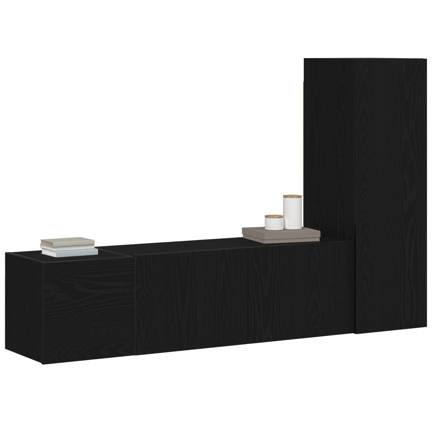 TV Cabinet Set 3 pcs Black Oak Engineered Wood