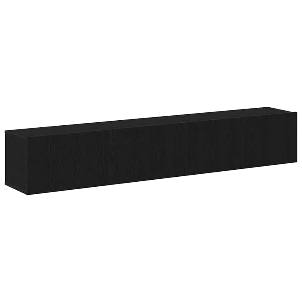 TV Cabinet Set Wall-mounted 2 pcs Black Oak Engineered Wood