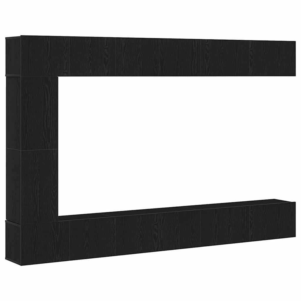 TV Cabinet Set Wall-mounted 9 pcs Black Oak Engineered Wood