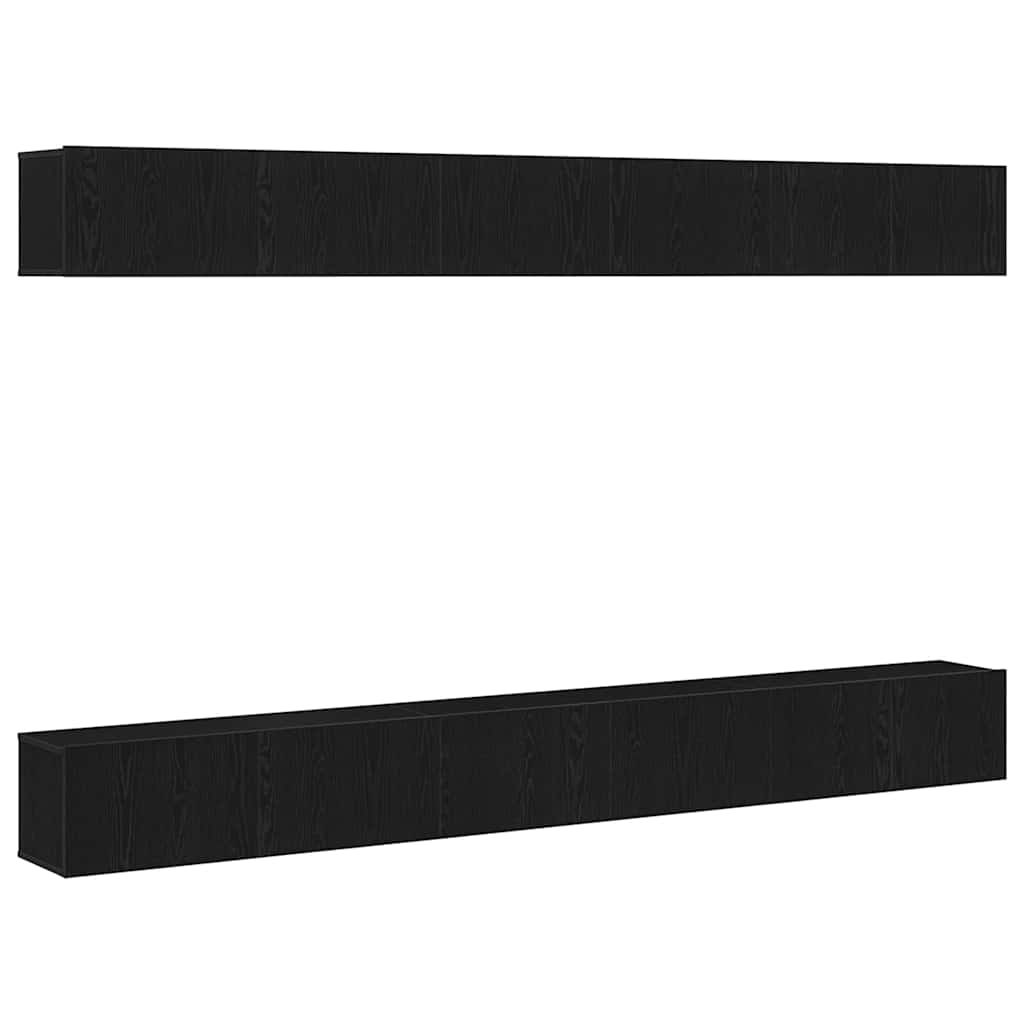 TV Cabinet Set Wall-mounted Black Oak Engineered Wood