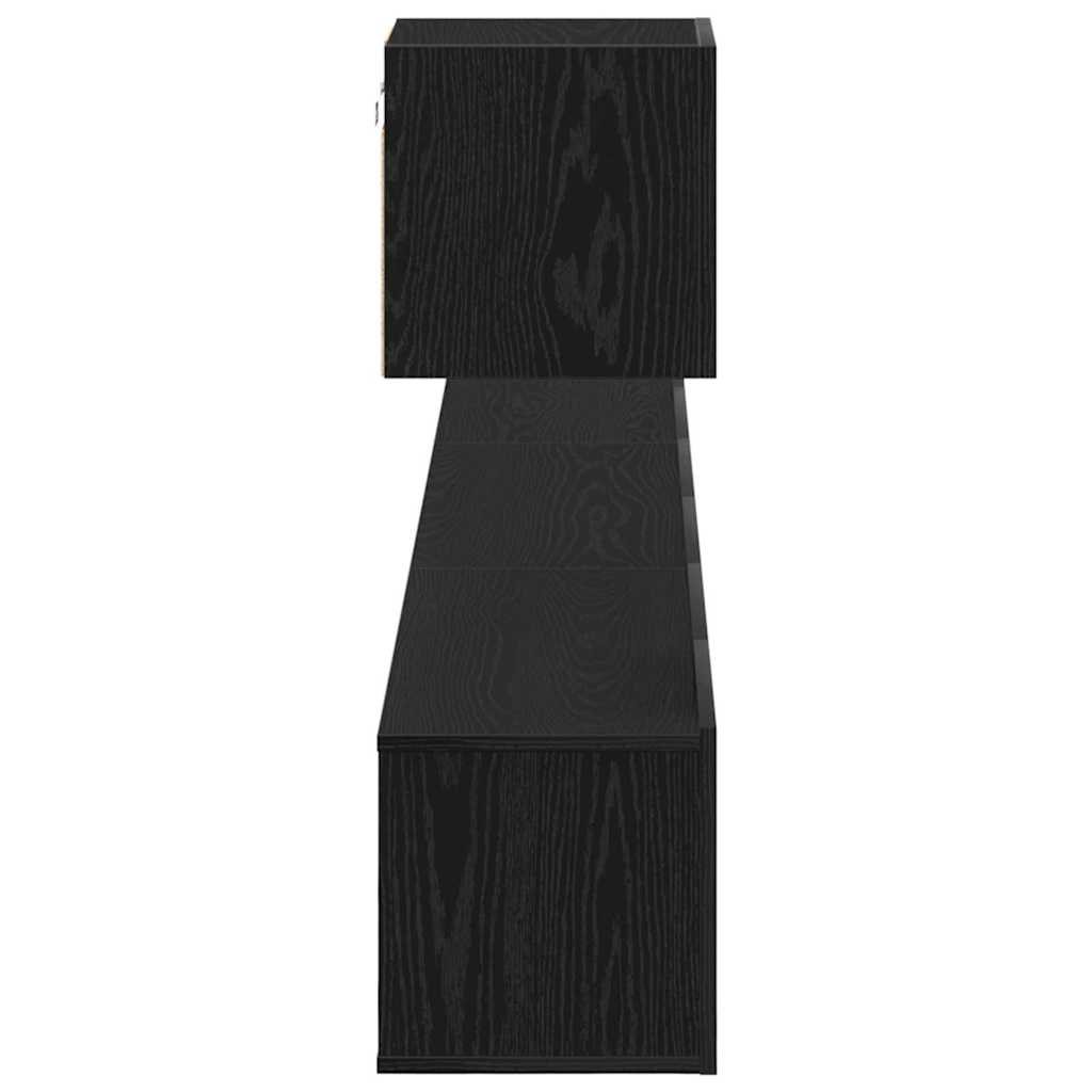 TV Cabinet Set Wall-mounted Black Oak Engineered Wood