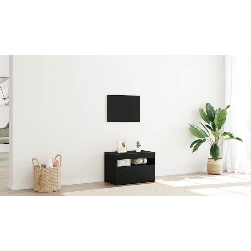Bedside Cabinet Black Oak 60 x 35 x 40 cm Engineered Wood
