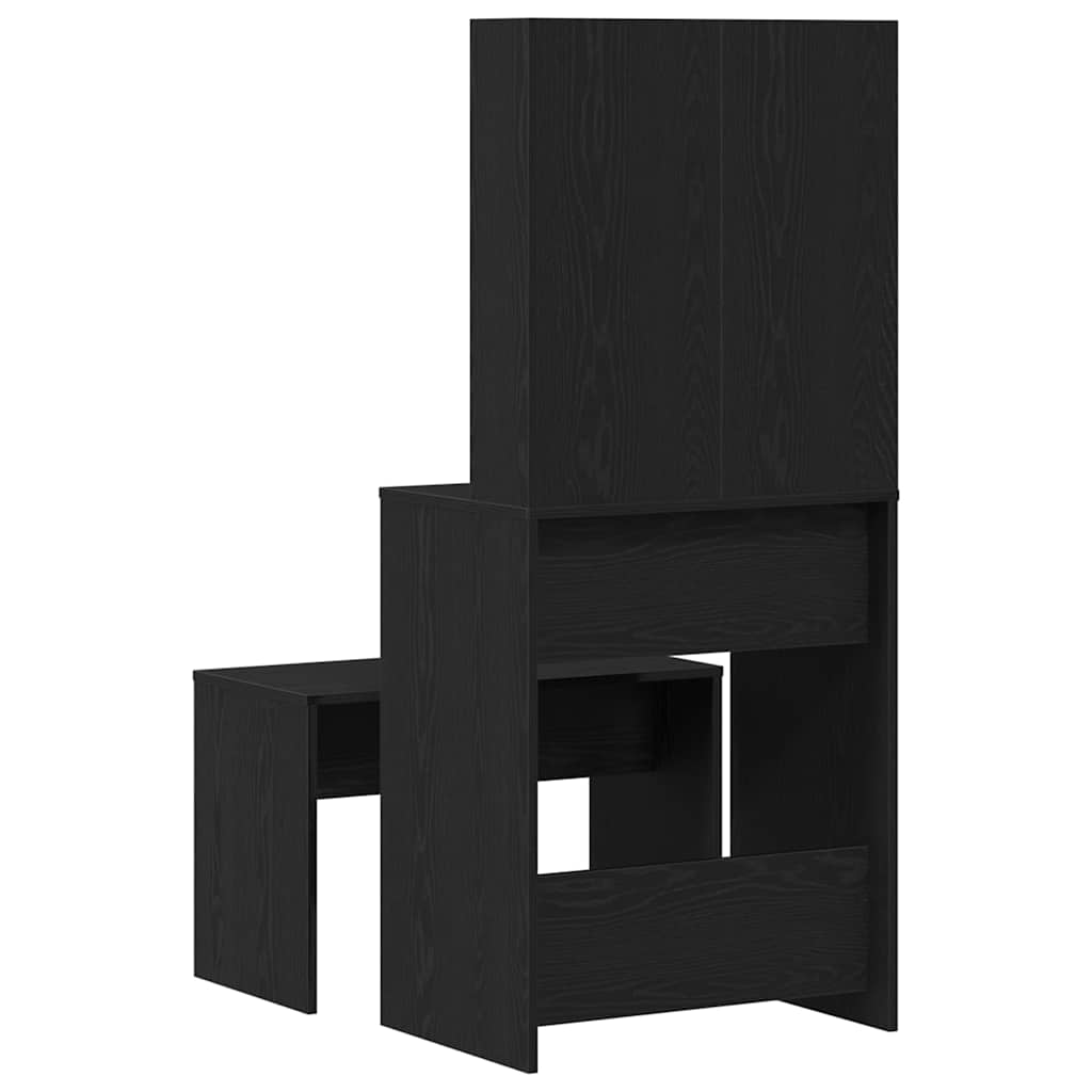 LED Dressing Table Set 2 pcs Black Oak Engineered Wood
