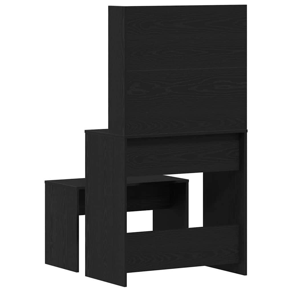 LED Dressing Table Set 2 pcs Black Oak Engineered Wood