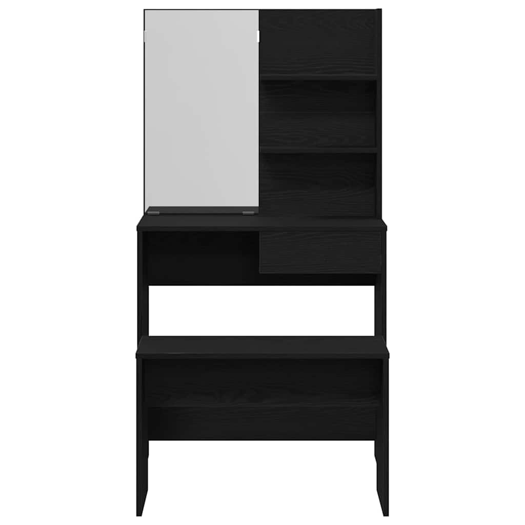 Dressing Table Set with Drawer 2 pcs Black Oak Engineered Wood