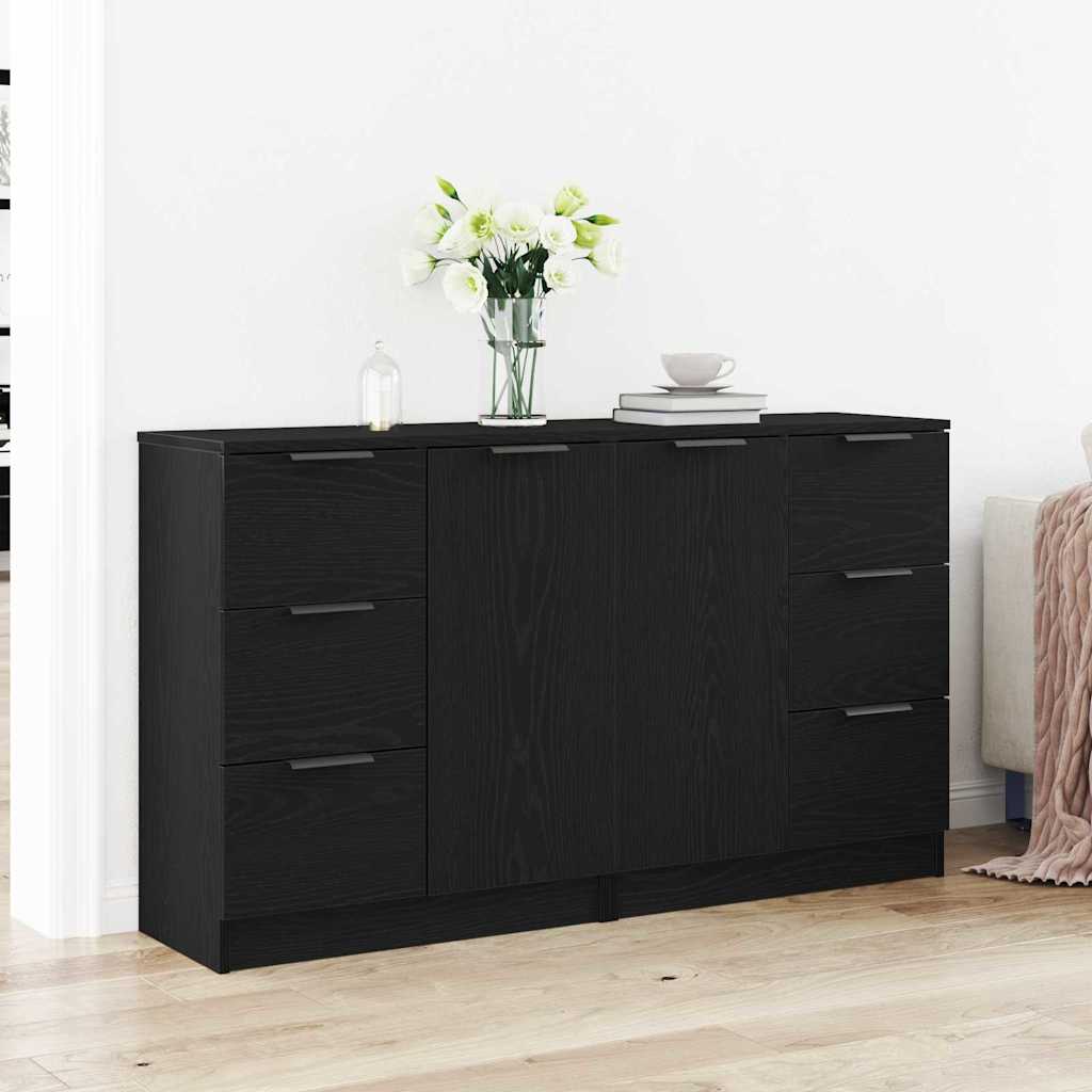 Sideboard Black Oak 120 x 30 x 70 cm Engineered Wood
