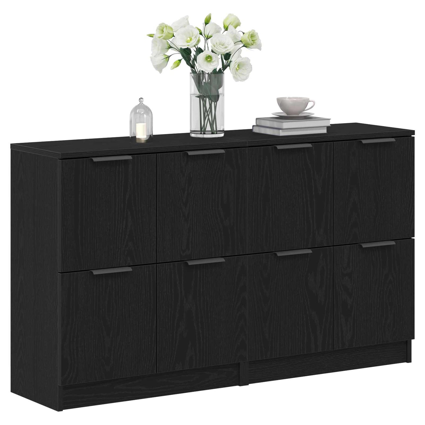 Sideboard 2 pcs Black Oak 60 x 30 x 70 cm Engineered Wood