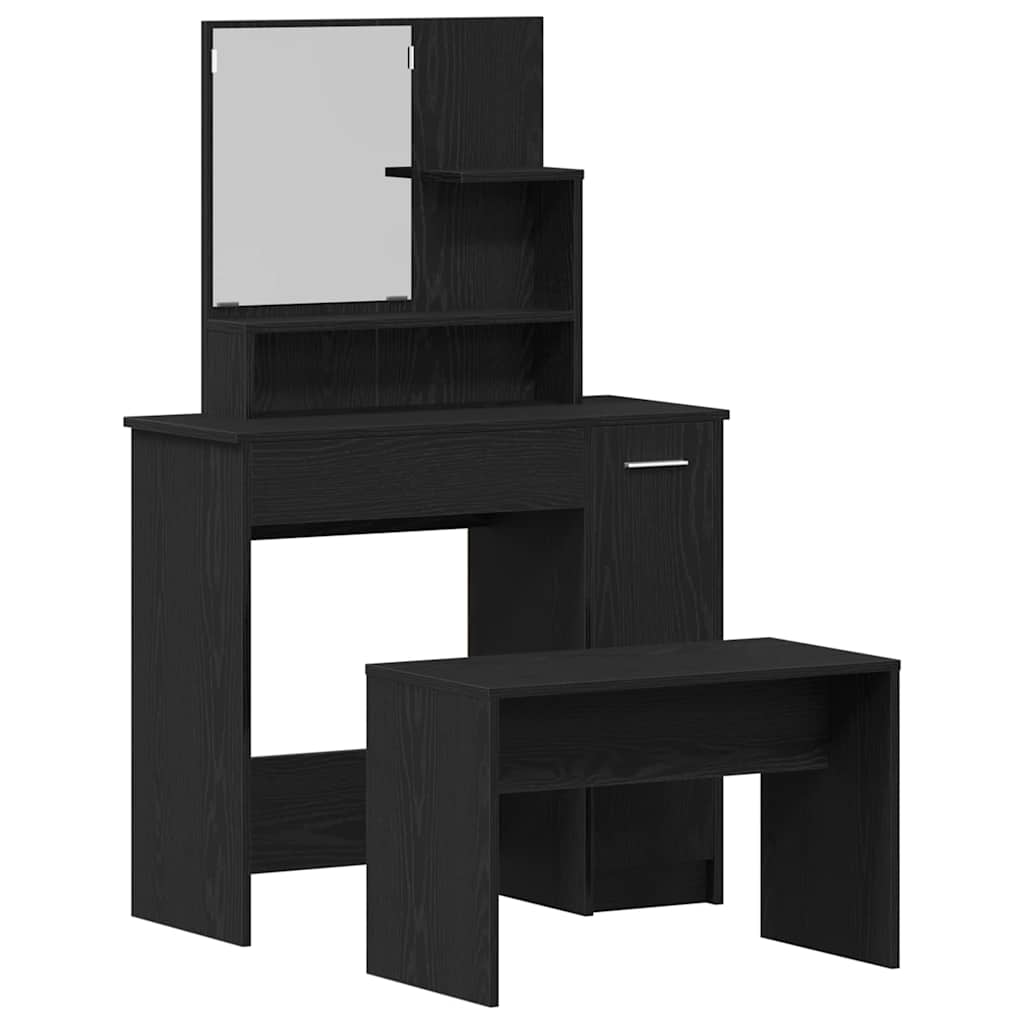 Dressing Table Set with Drawer 2 pcs Black Oak Engineered Wood