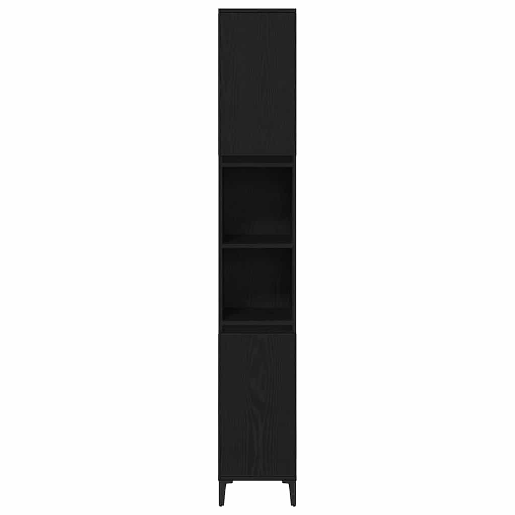 Bathroom Furniture Set Wall-mounted with Door 3 pcs Black Oak