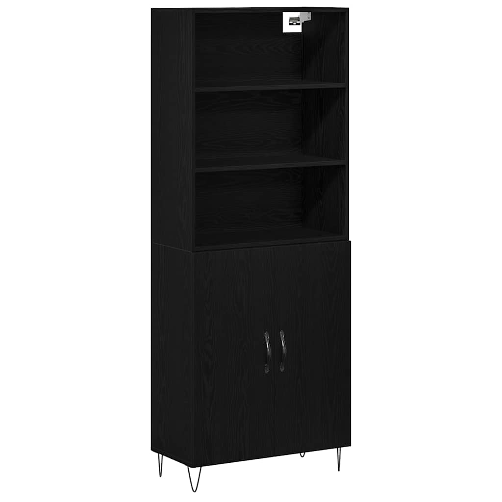 Highboard 2 pcs Black Oak Engineered Wood