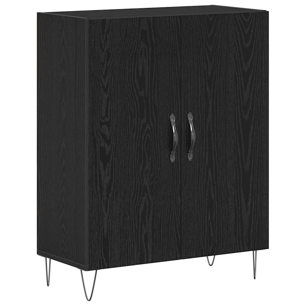 Highboard 2 pcs Black Oak Engineered Wood
