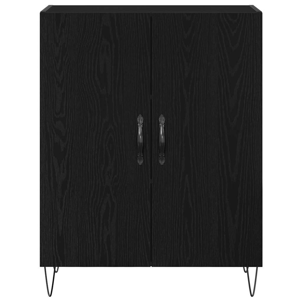 Highboard 2 pcs Black Oak Engineered Wood