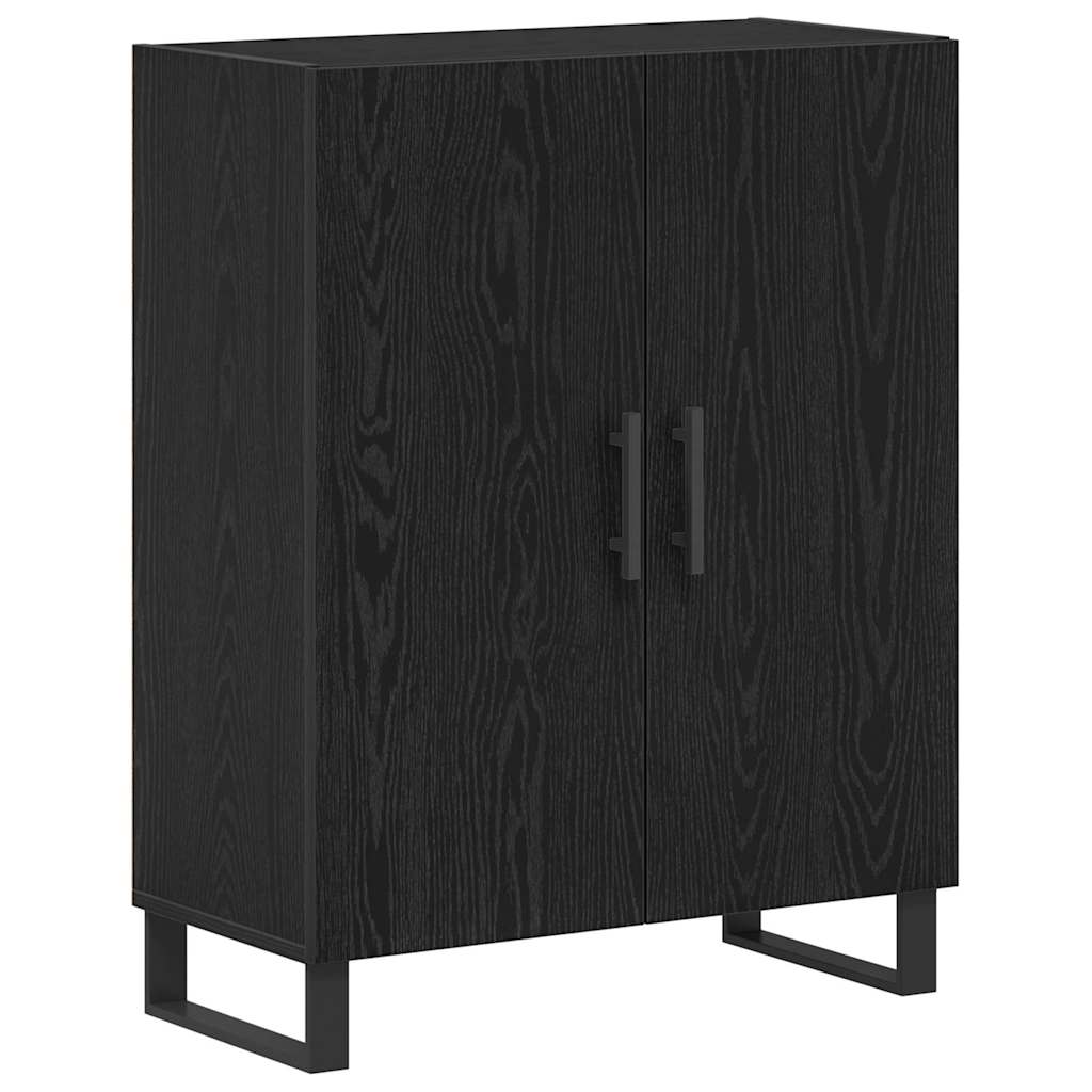 Highboard 2 pcs Black Oak Engineered Wood