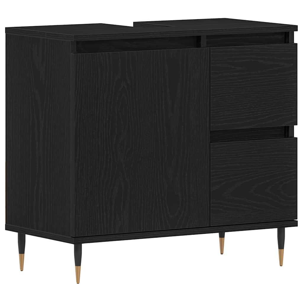 Bathroom Furniture Set 3 pcs Black Oak