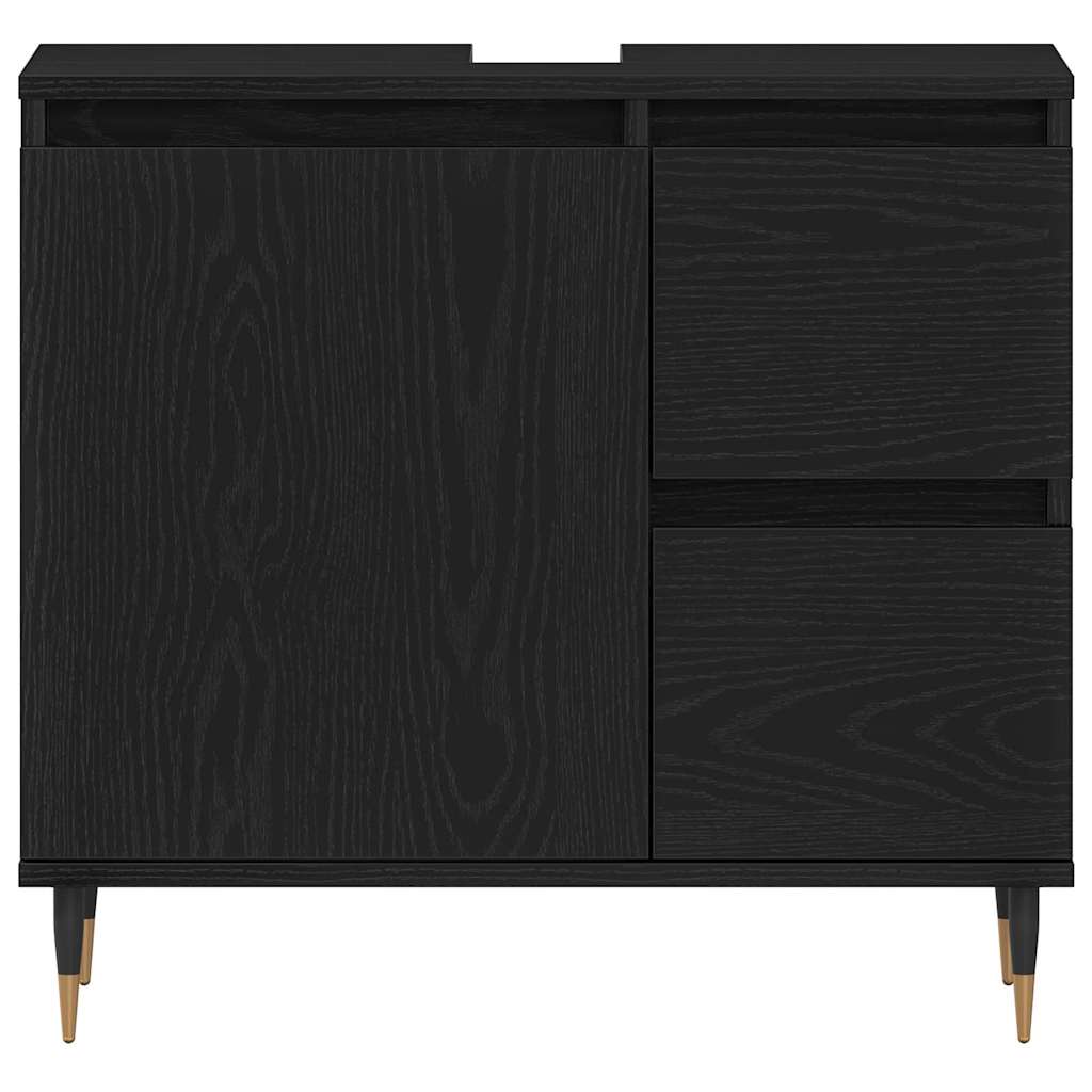 Bathroom Furniture Set 3 pcs Black Oak