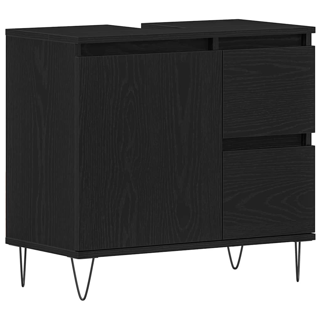 Bathroom Furniture Set 3 pcs Black Oak 30 x 30 x 190 cm