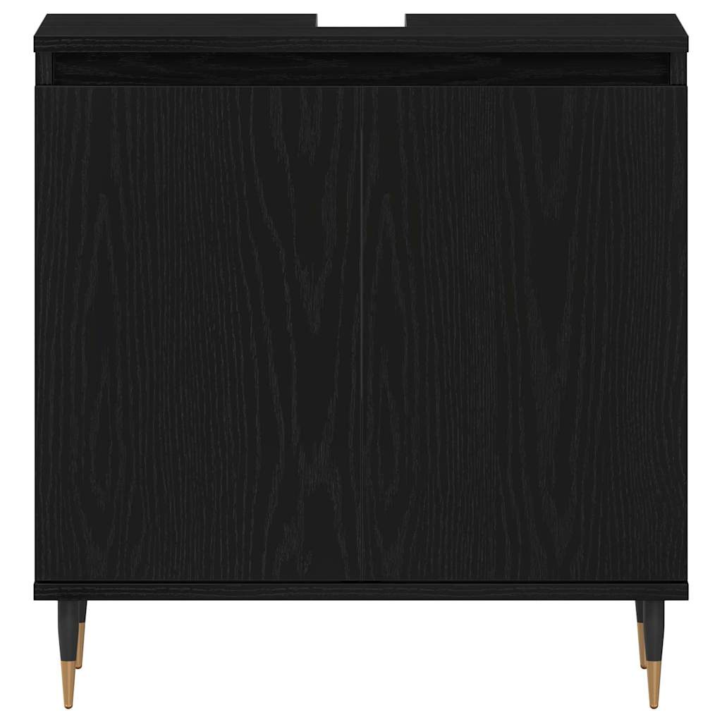 Bathroom Furniture Set 3 pcs Black Oak 30 x 30 x 190 cm