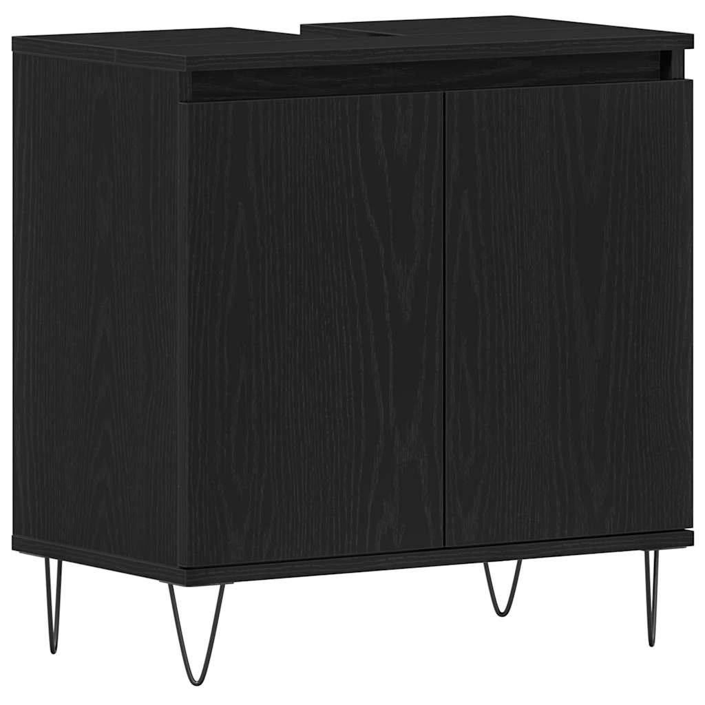 Bathroom Furniture Set 3 pcs Black Oak 30 x 30 x 190 cm
