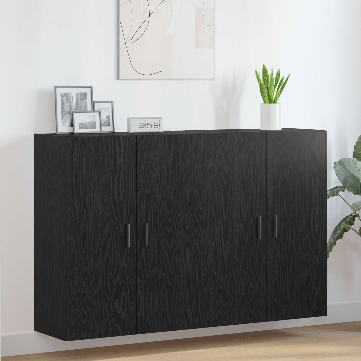 Wall-Mounted Cabinet 2 pcs Black Oak 69.5 x 34 x 90 cm