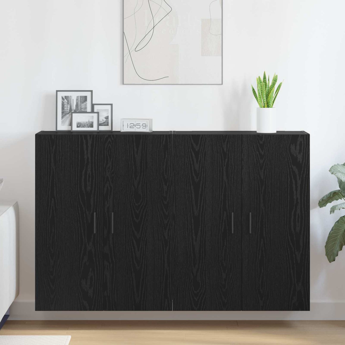 Wall-Mounted Cabinet 2 pcs Black Oak 69.5 x 34 x 90 cm