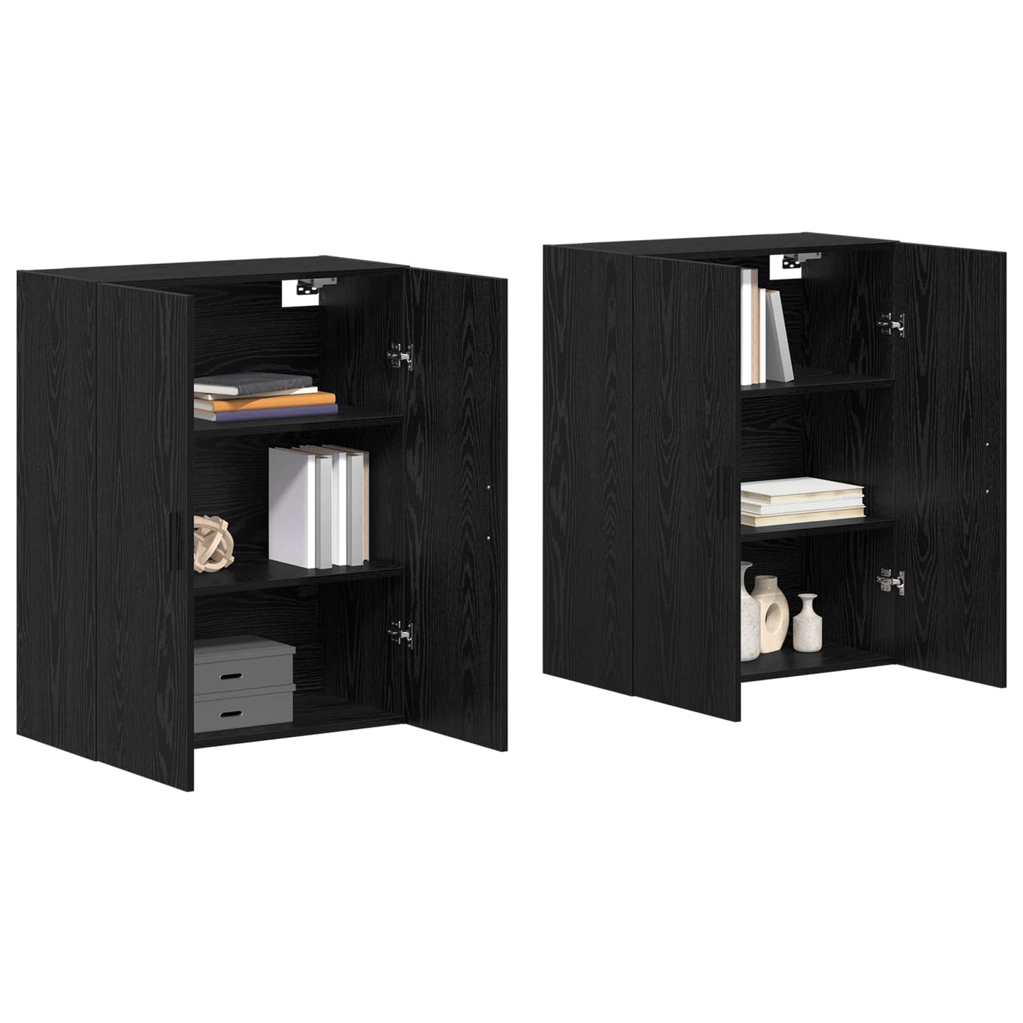Wall-Mounted Cabinet 2 pcs Black Oak 69.5 x 34 x 90 cm