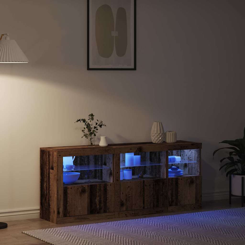 LED Sideboard Old Wood 162 x 37 x 67 cm Engineered Wood