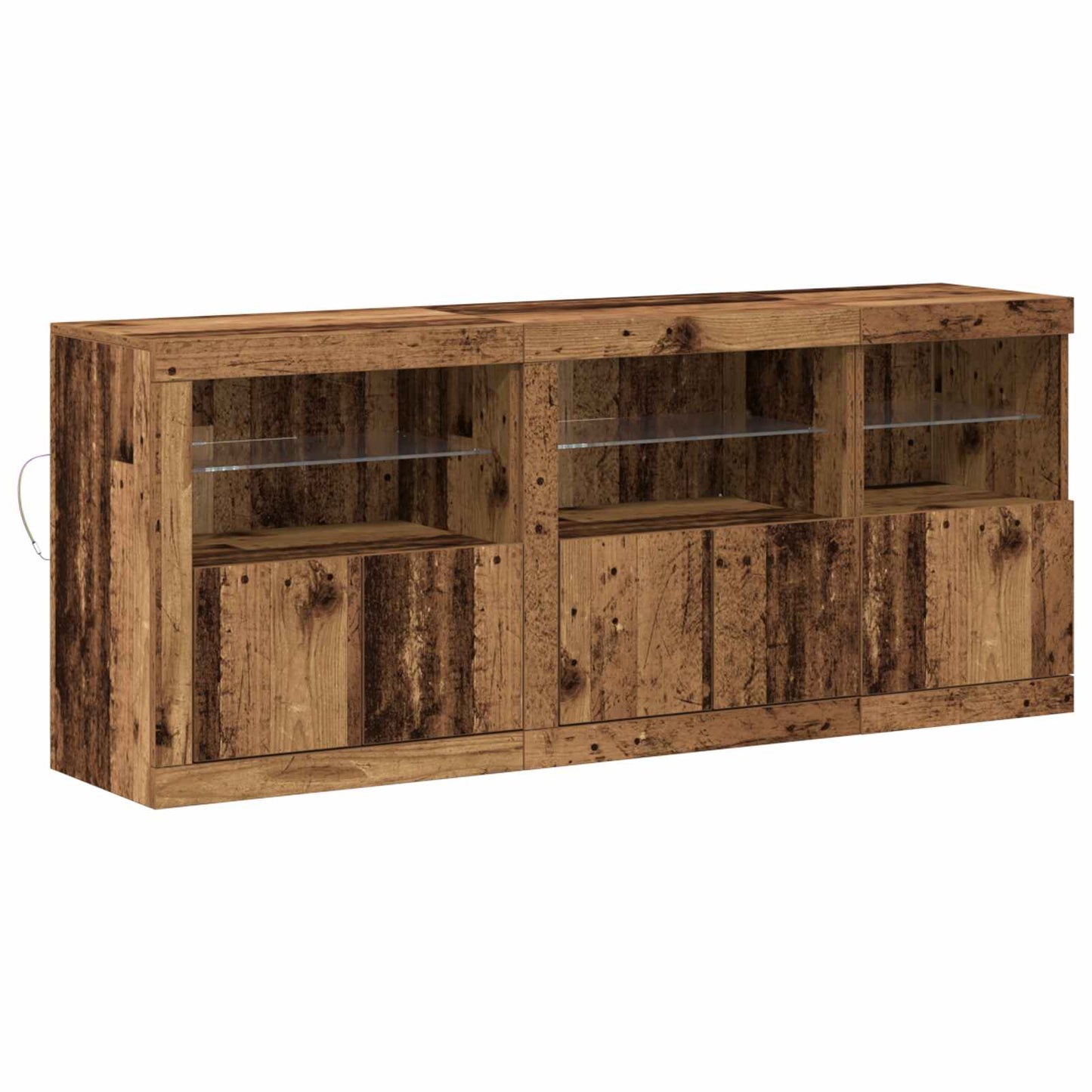LED Sideboard Old Wood 162 x 37 x 67 cm Engineered Wood