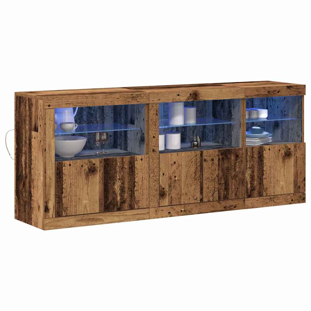 LED Sideboard Old Wood 162 x 37 x 67 cm Engineered Wood