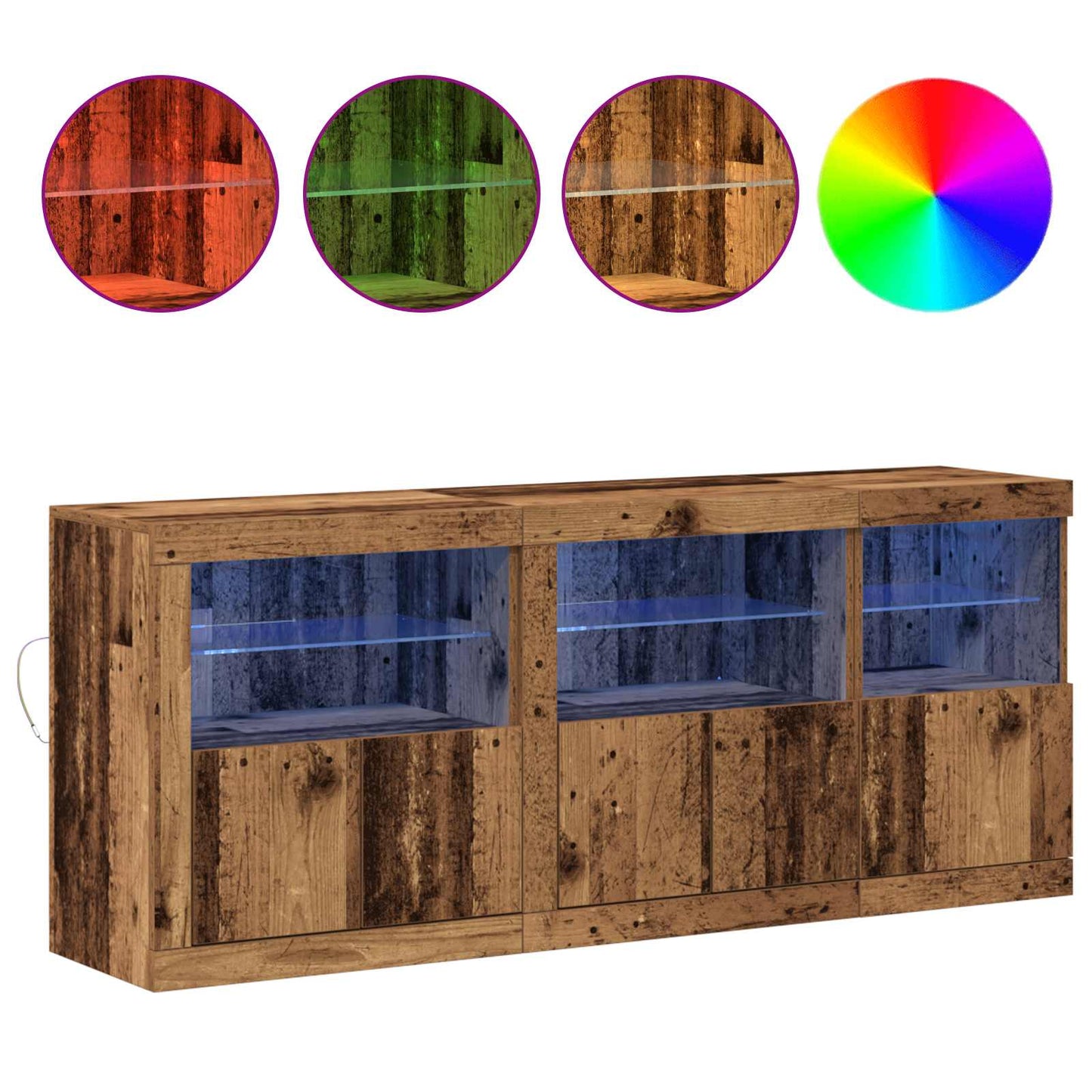 LED Sideboard Old Wood 162 x 37 x 67 cm Engineered Wood