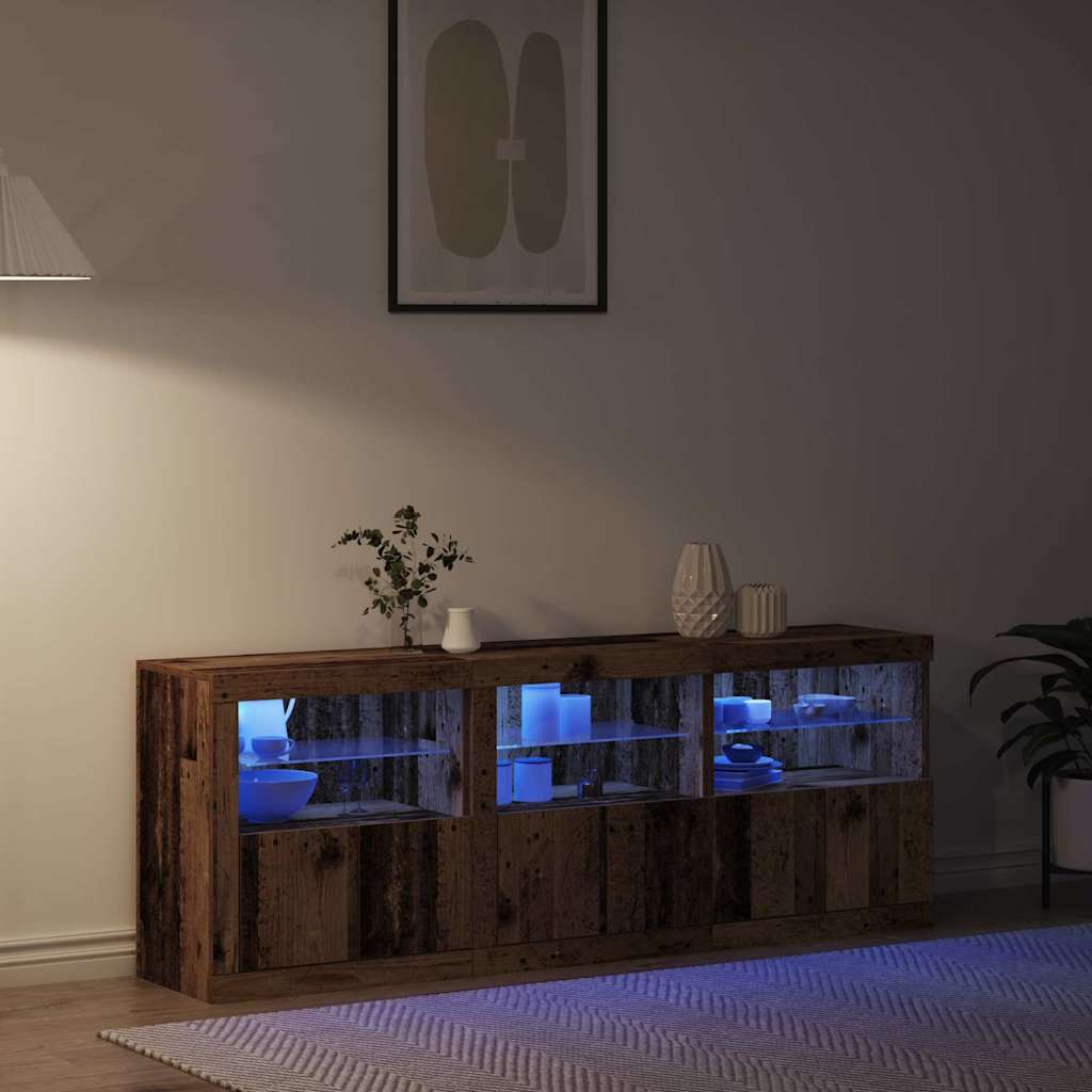 LED Sideboard Old Wood 181 x 37 x 67 cm Engineered Wood