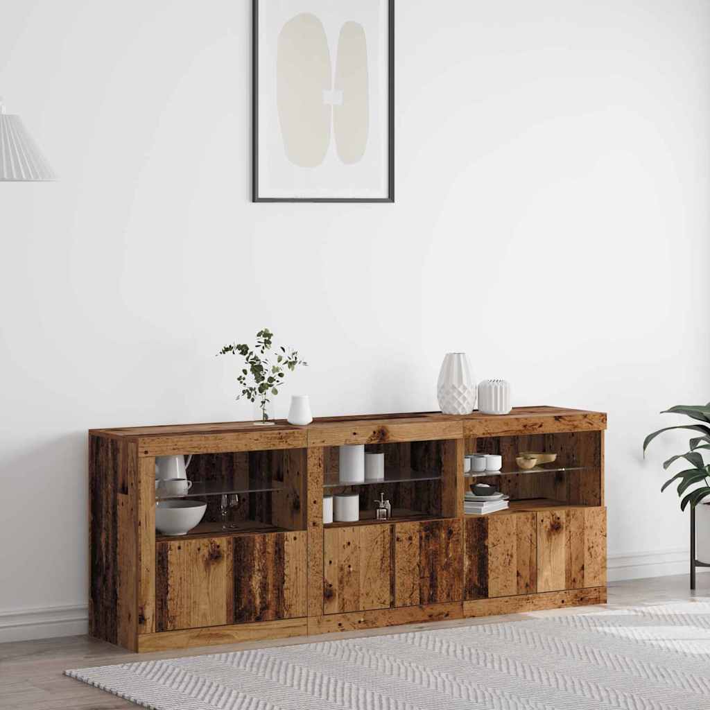 LED Sideboard Old Wood 181 x 37 x 67 cm Engineered Wood
