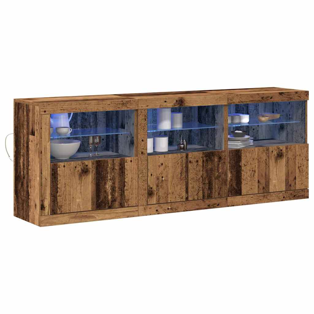 LED Sideboard Old Wood 181 x 37 x 67 cm Engineered Wood