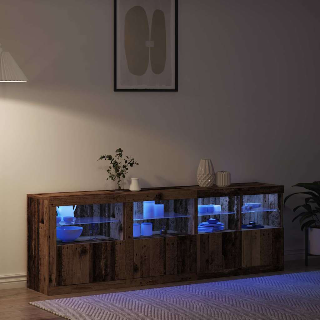 LED Sideboard Old Wood 202 x 37 x 67 cm Engineered Wood