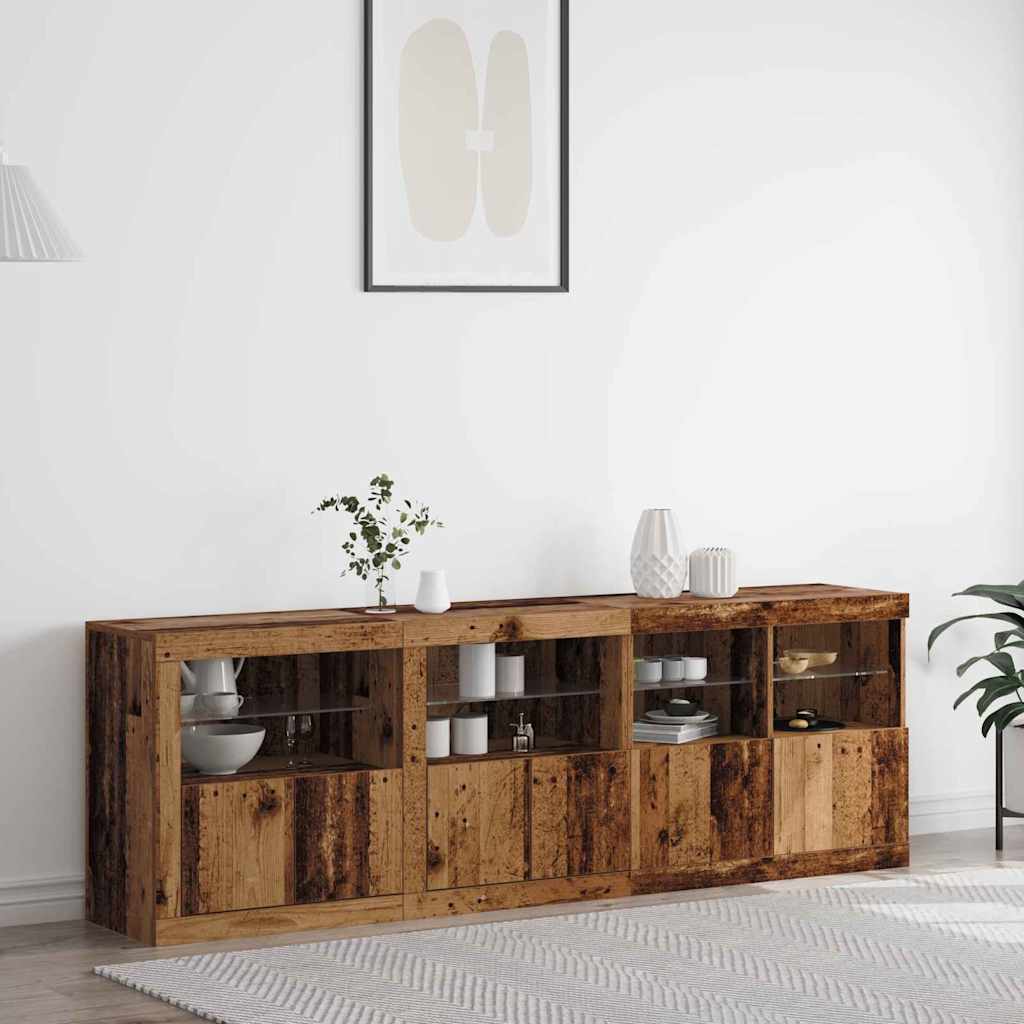 LED Sideboard Old Wood 202 x 37 x 67 cm Engineered Wood