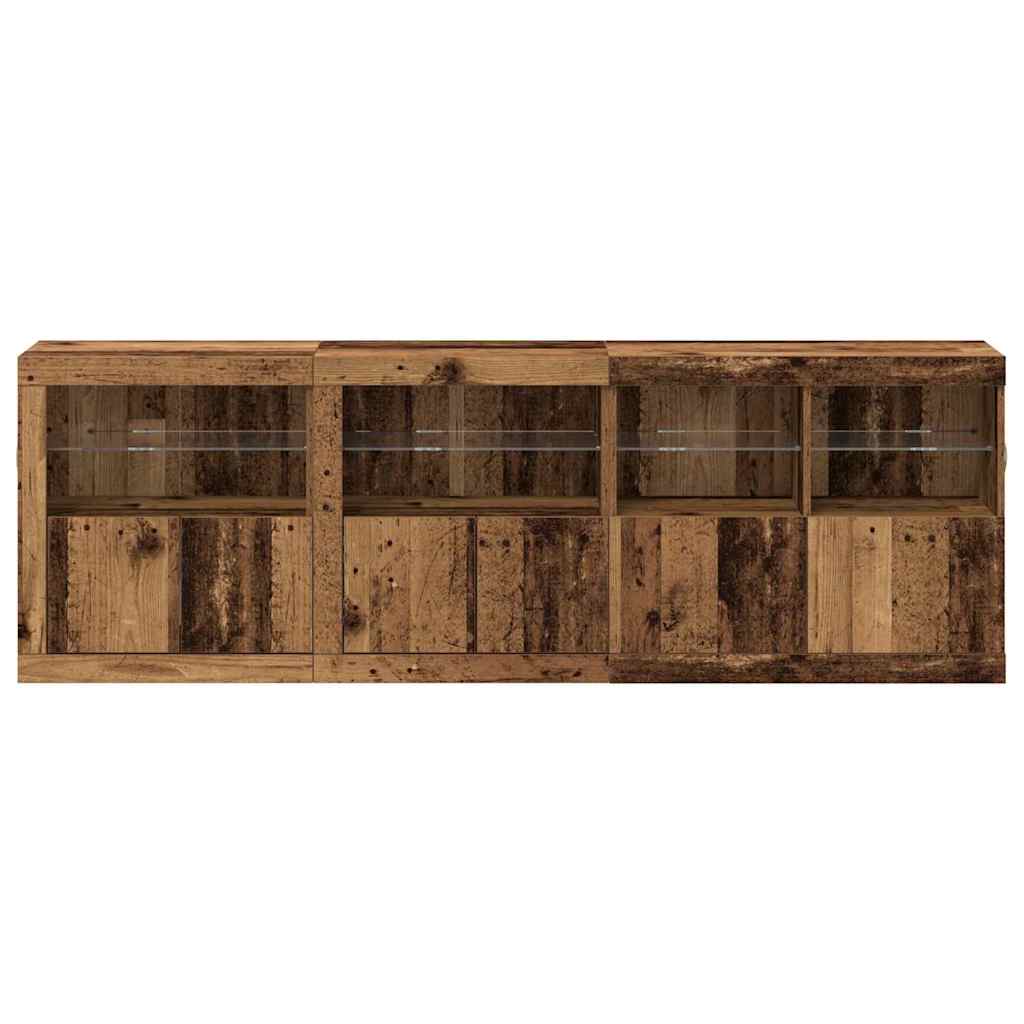 LED Sideboard Old Wood 202 x 37 x 67 cm Engineered Wood