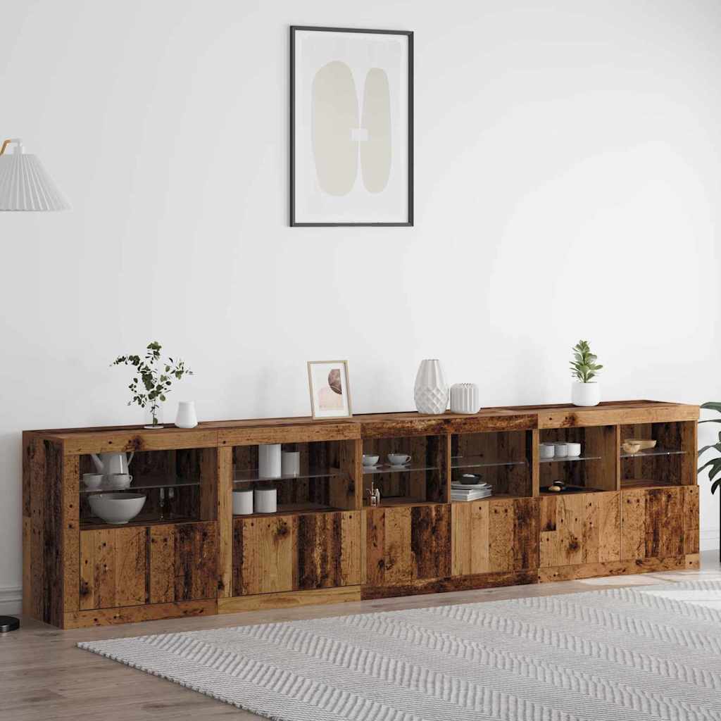LED Sideboard Old Wood 283 x 37 x 67 cm Engineered Wood