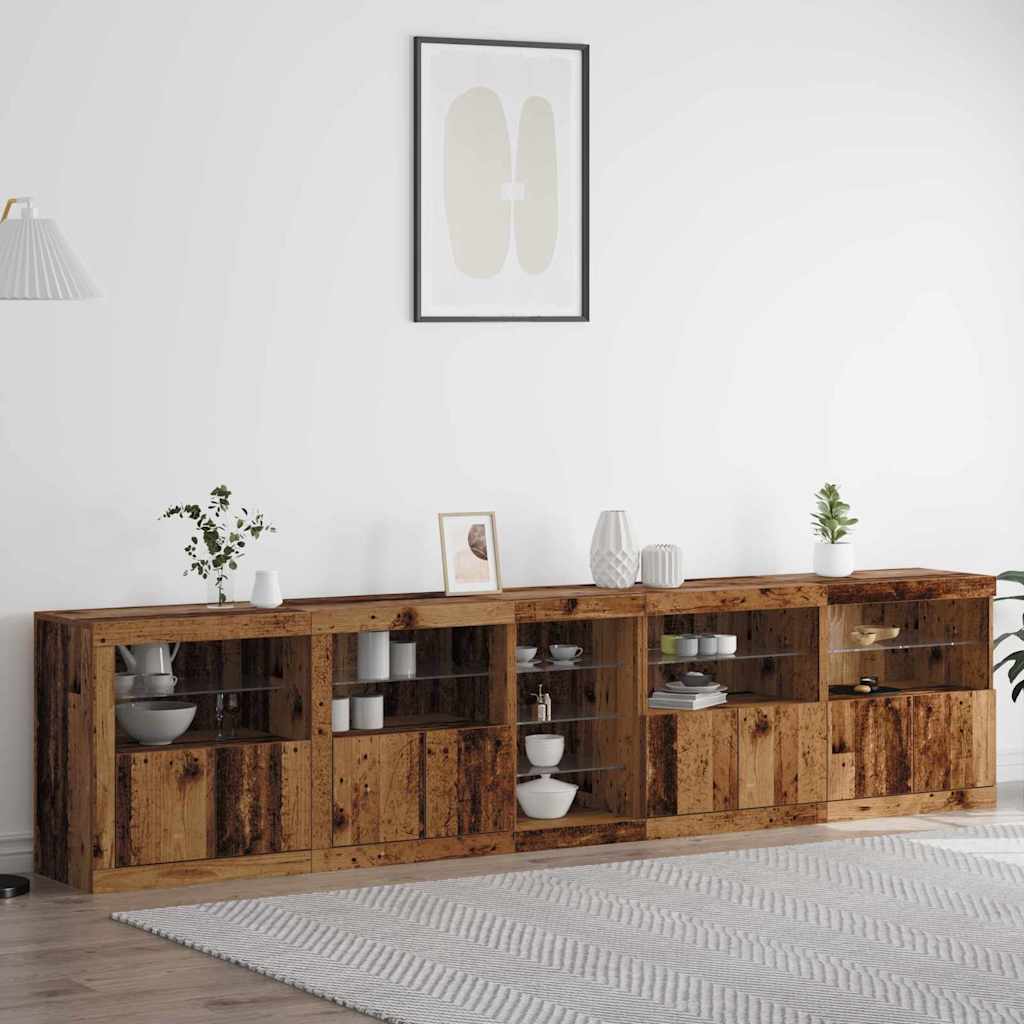LED Sideboard Old Wood 283 x 37 x 67 cm Engineered Wood